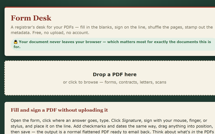 Form Desk screenshot