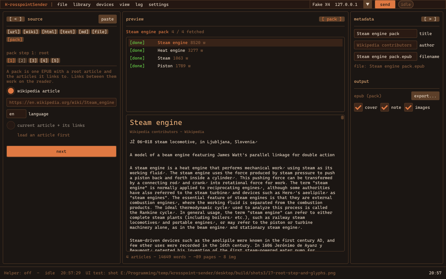 k-rosspointSender — a spider pack on the desktop app