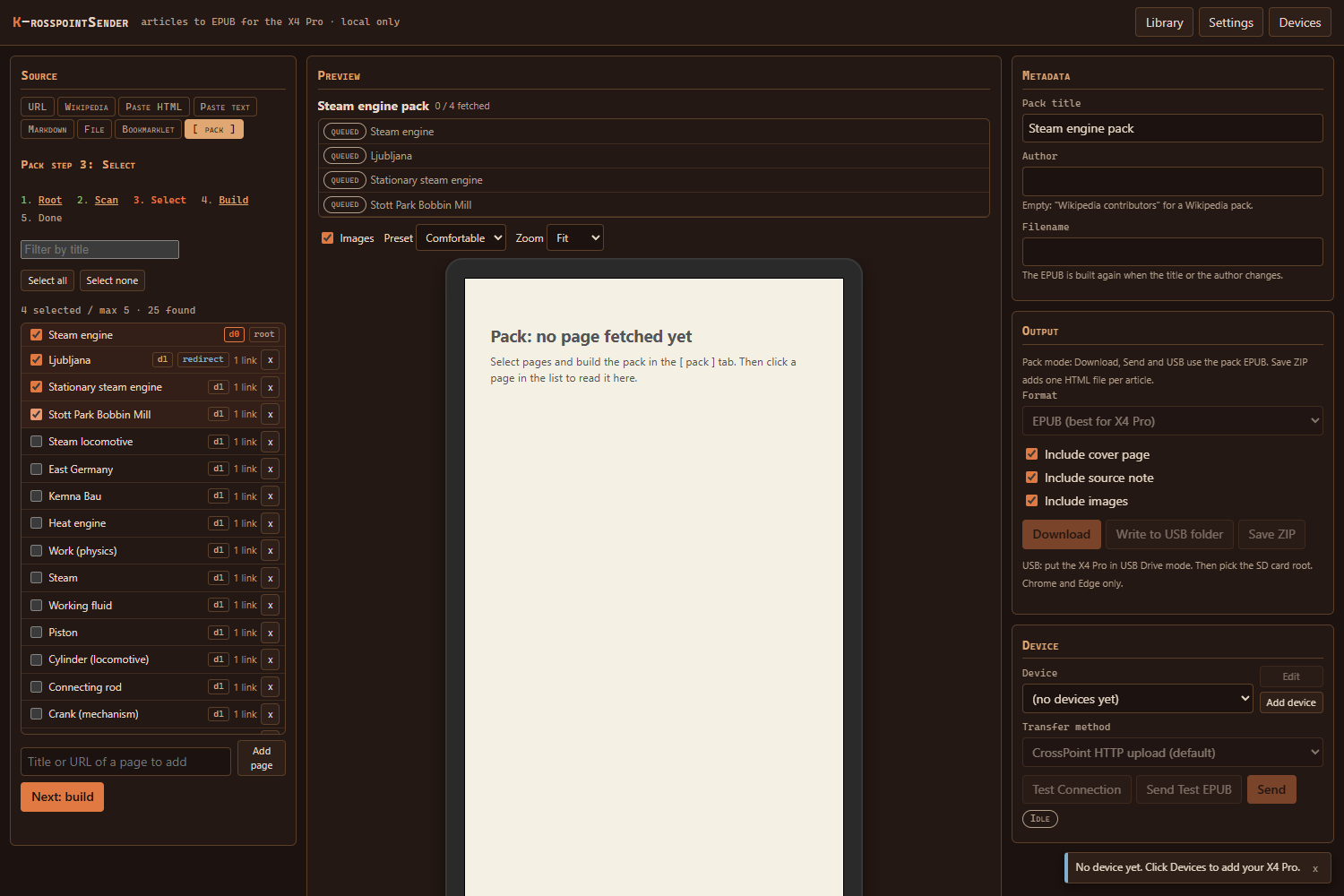 the web app's pack wizard