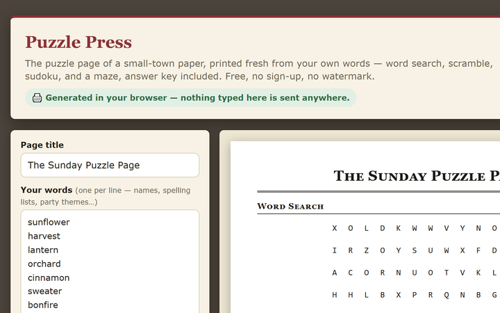 Puzzle Press screenshot