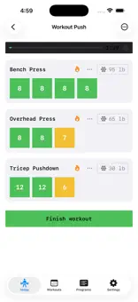 RepTek workout session with plate calculator