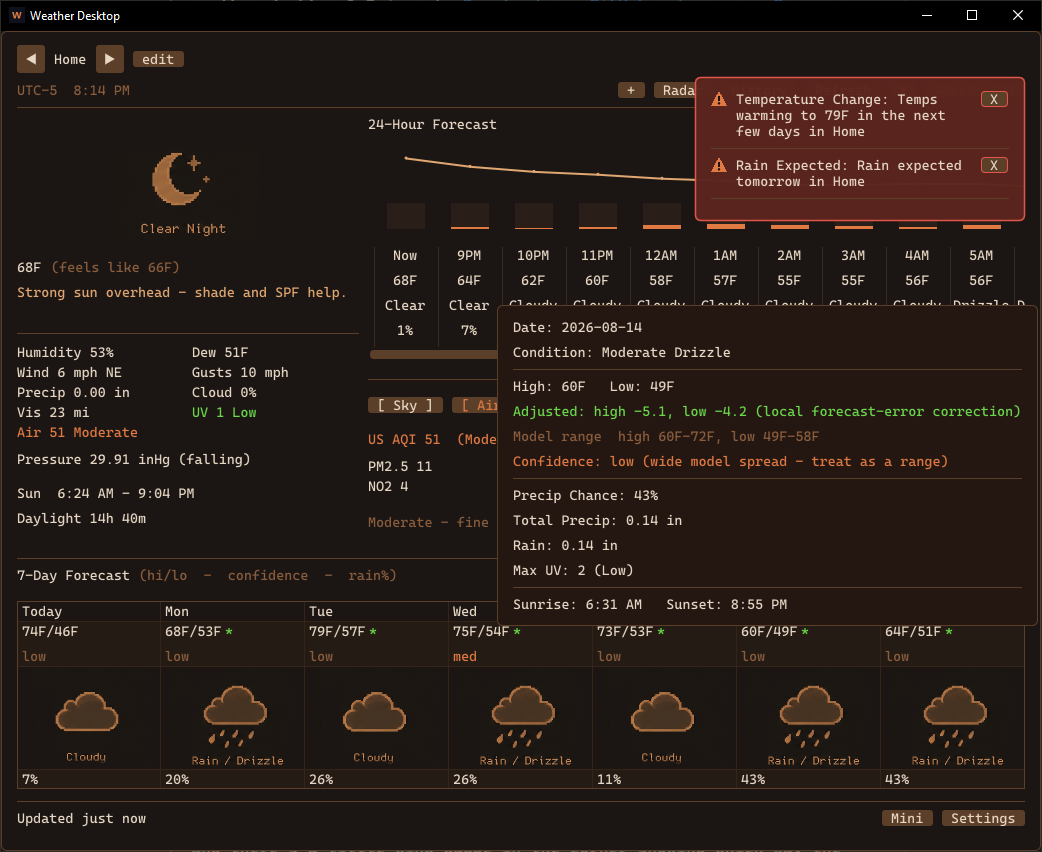 weather desktop learning